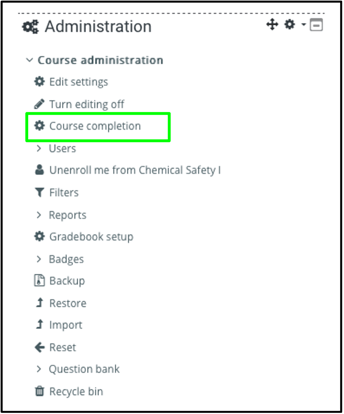 Course Activity Completion Settings on LMS