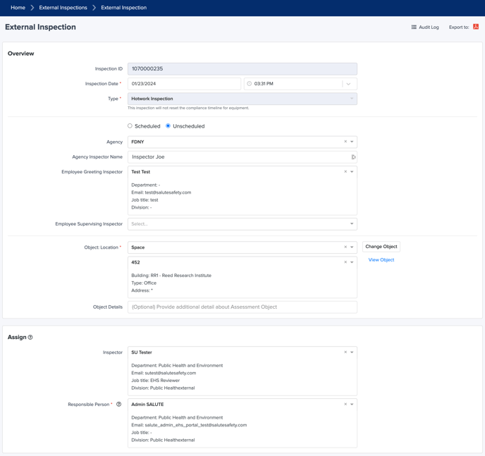 External Inspections overview