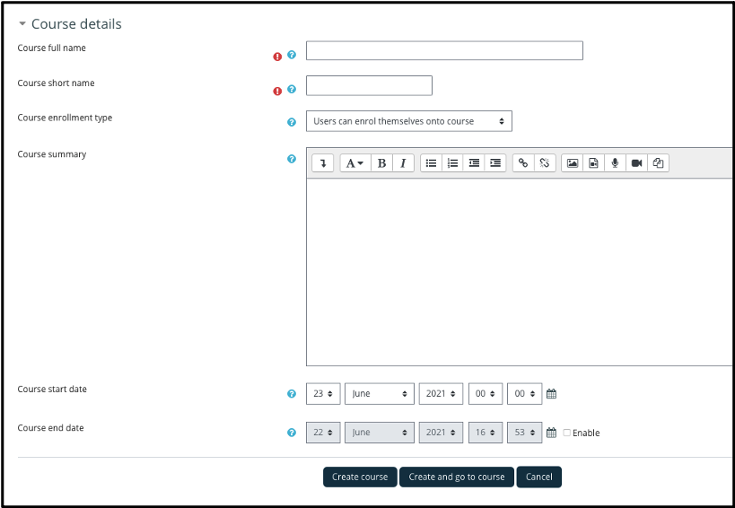 Creating a New Course on LMS